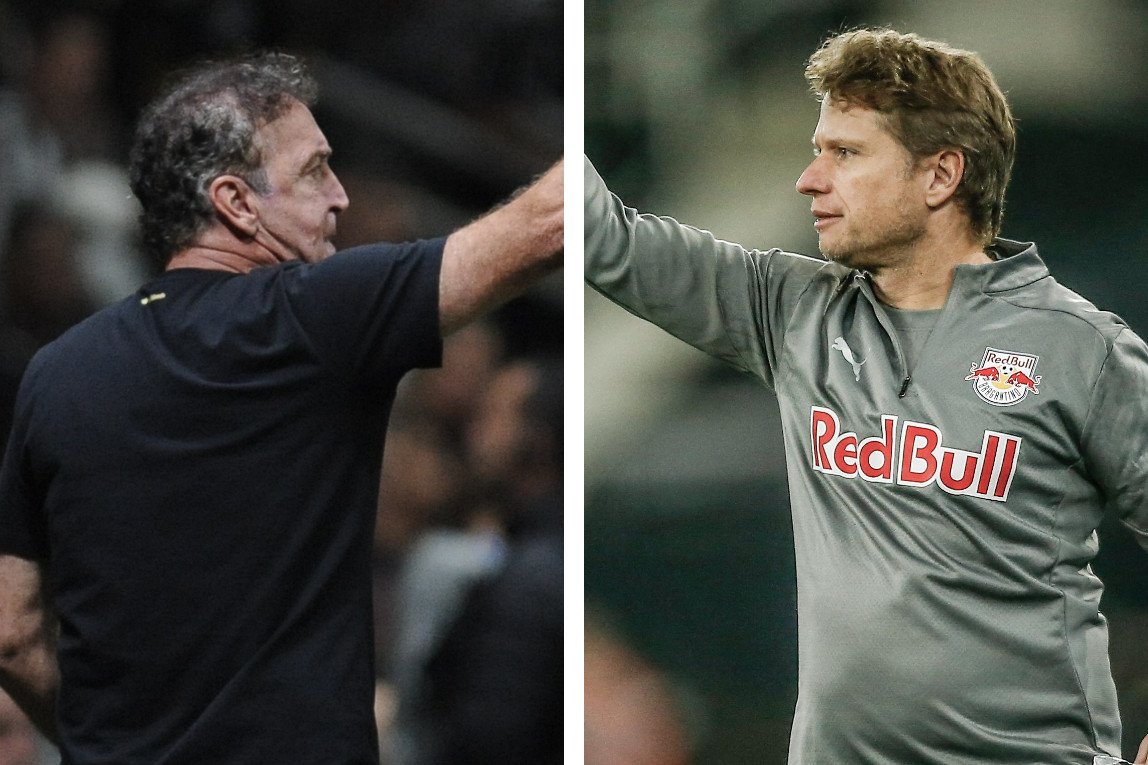 Cuca e Fernando Seabra, técnicos de Atlético e Bragantino (foto: Cuca e Fernando Seabra, técnicos de Atlético e Bragantino)