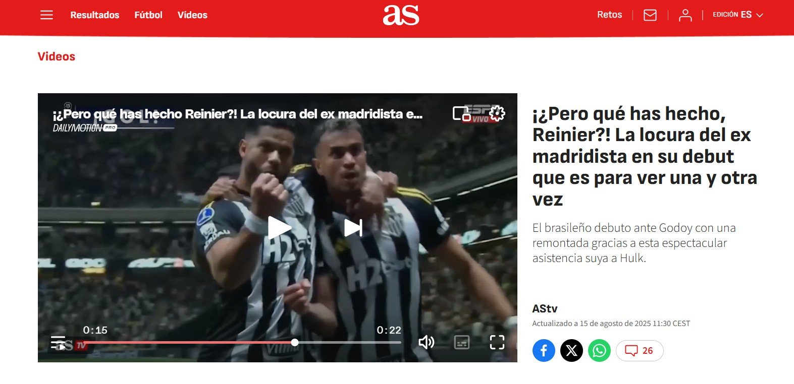 Jornal espanhol As (foto: Reprodução/AS)