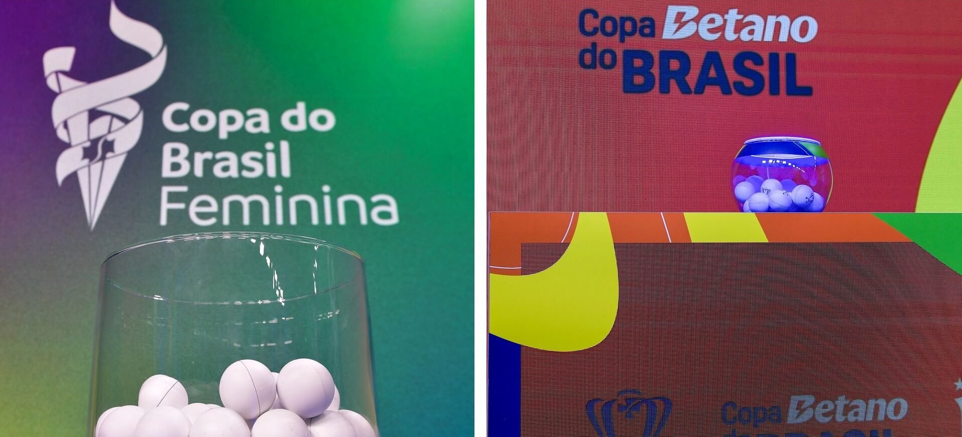 Potes com bolinhas que sorteiam duelos da próxima fase da Copa do Brasil (foto: Staff Images/CBF)