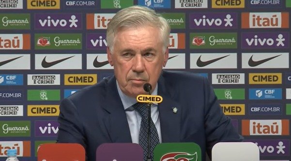 Técnico Carlo Ancelotti em convocação da Seleção Brasileira (foto: Reprodução/CBF)