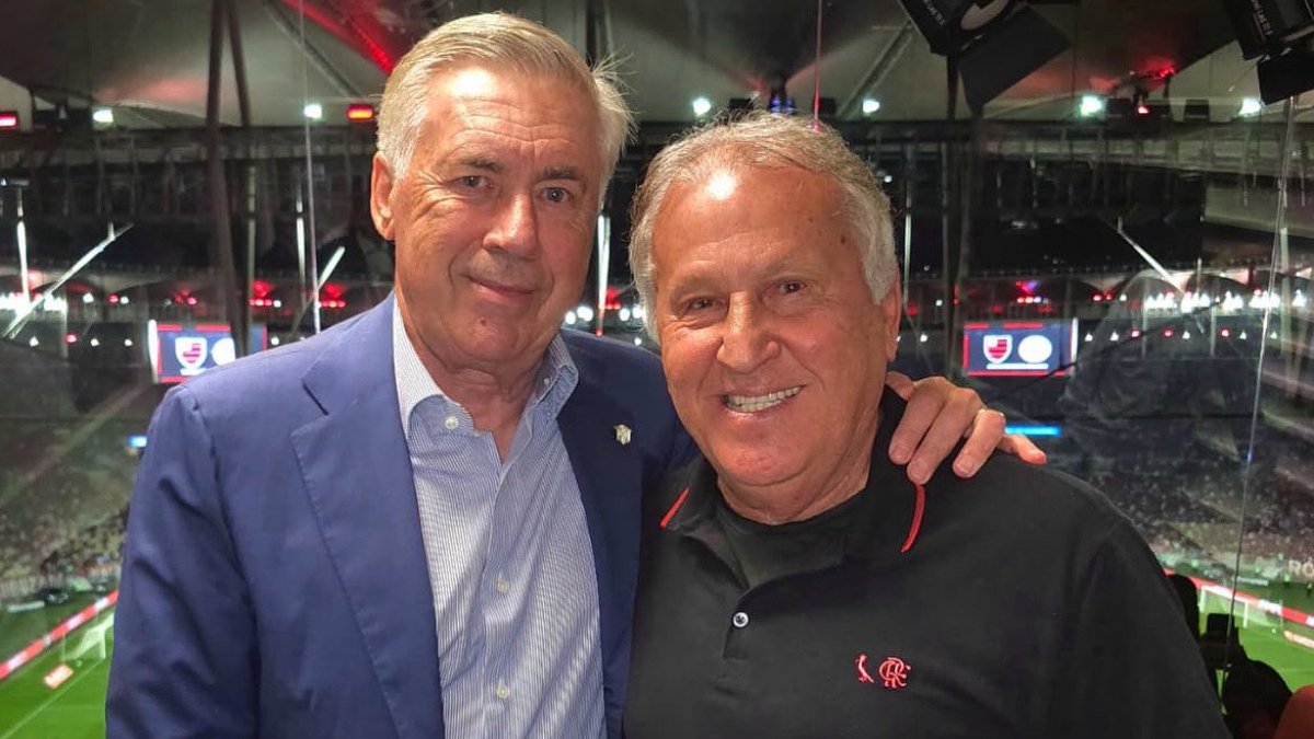 Ancelotti e Zico se encontraram no Maracanã (foto: Divulgação/CBF)