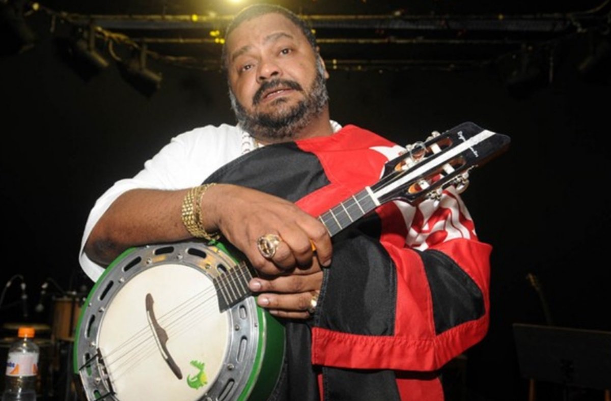 Arlindo Cruz segura bandeira do Flamengo durante show (foto: Reprodução/Instagram)