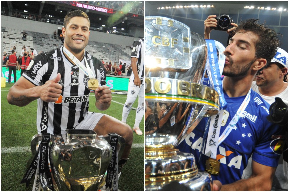 Hulk conquistou a Copa do Brasil de 2021 com o Atlético, enquanto Lucas Silva venceu as edições de 2017 e 2018 pelo Cruzeiro (foto: Montagem com imagens de Ramon Lisboa/EM/D.A. Press e Gladyston Rodrigues/EM/D.A. Press)