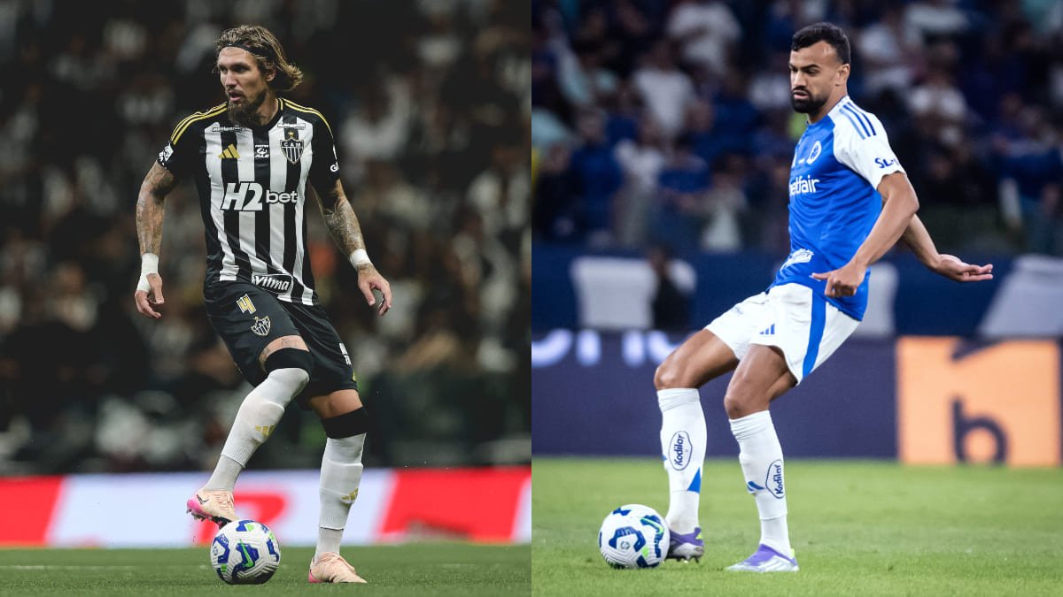 Lyanco, zagueiro do Atlético, e Fabrício Bruno, zagueiro do Cruzeiro (foto: Pedro Souza/Atlético; Gustavo Aleixo/Cruzeiro)