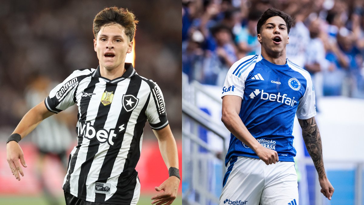 Montoro, atacante do Botafogo, e Kaio Jorge, atacante do Cruzeiro (foto: Vítor Silva/Botafogo; Gustavo Aleixo/Cruzeiro)
