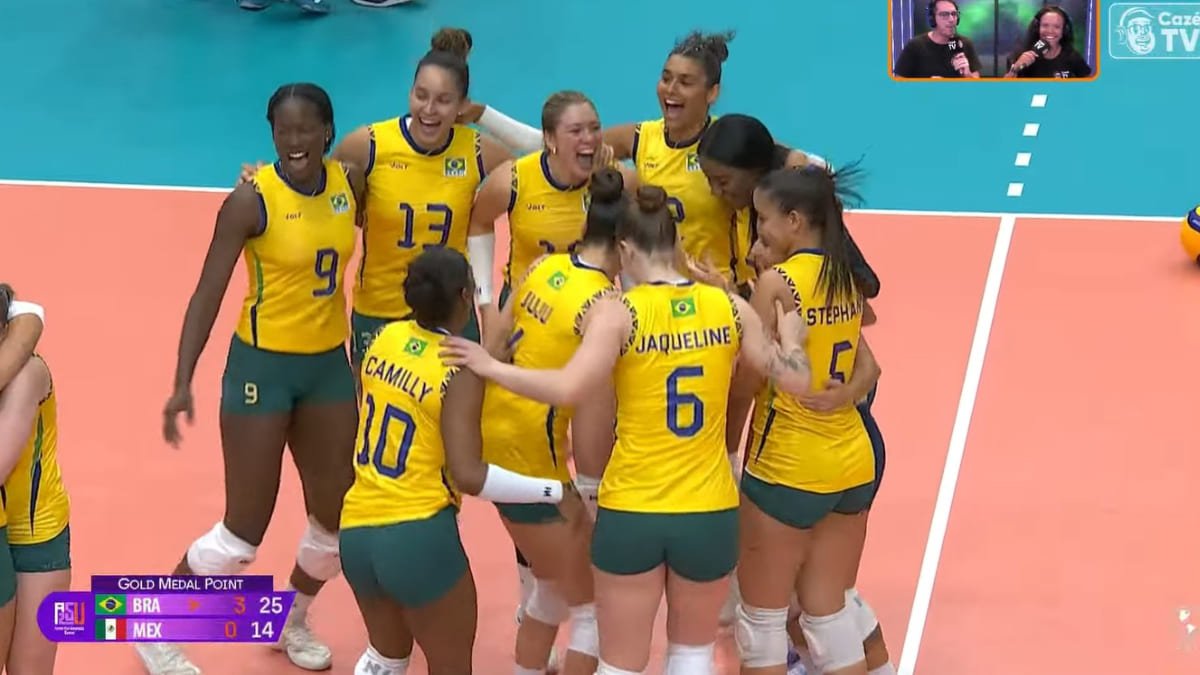 Seleção Brasileira Feminina de Vôlei conquistou o ouro no Pan-Americano Júnior (foto: Reprodução/CazéTV)