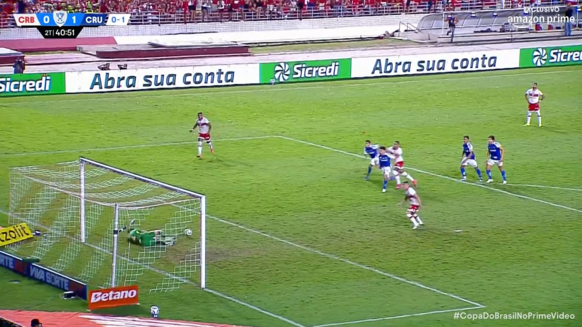 Cássio defendeu pênalti no fim do segundo tempo e garantiu vitória do Cruzeiro por 1 a 0 sobre o CRB - (foto: Reprodução/Amazon Prime)