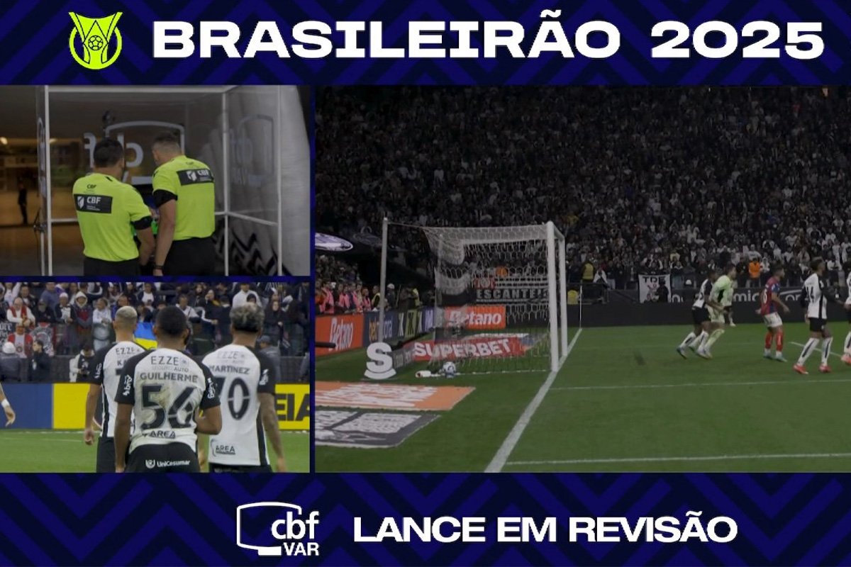 VAR demorou nove minutos para validar gol do Corinthians contra o Bahia (foto: Reprodução/Premiere)