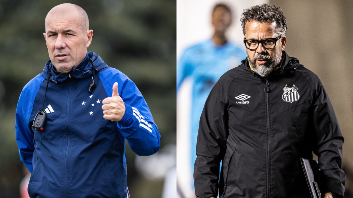 Leonardo Jardim e Cleber Xavier comandam Cruzeiro e Santos, respectivamente (foto: Gustavo Aleixo/Cruzeiro; Raul Baretta/Santos)