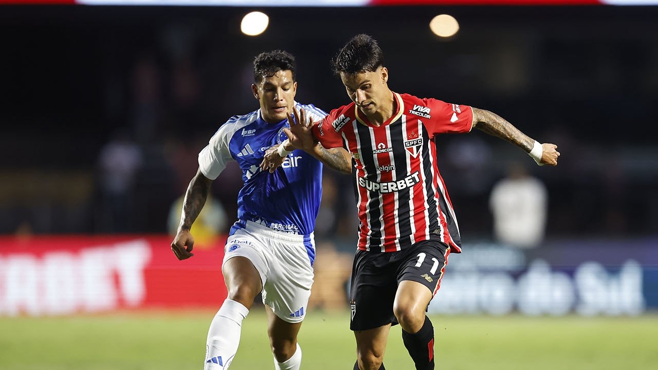 São Paulo 1 x 1 Cruzeiro em abril de 2025 (foto: Rubens Chiri e Paulo Pinto/São Paulo)