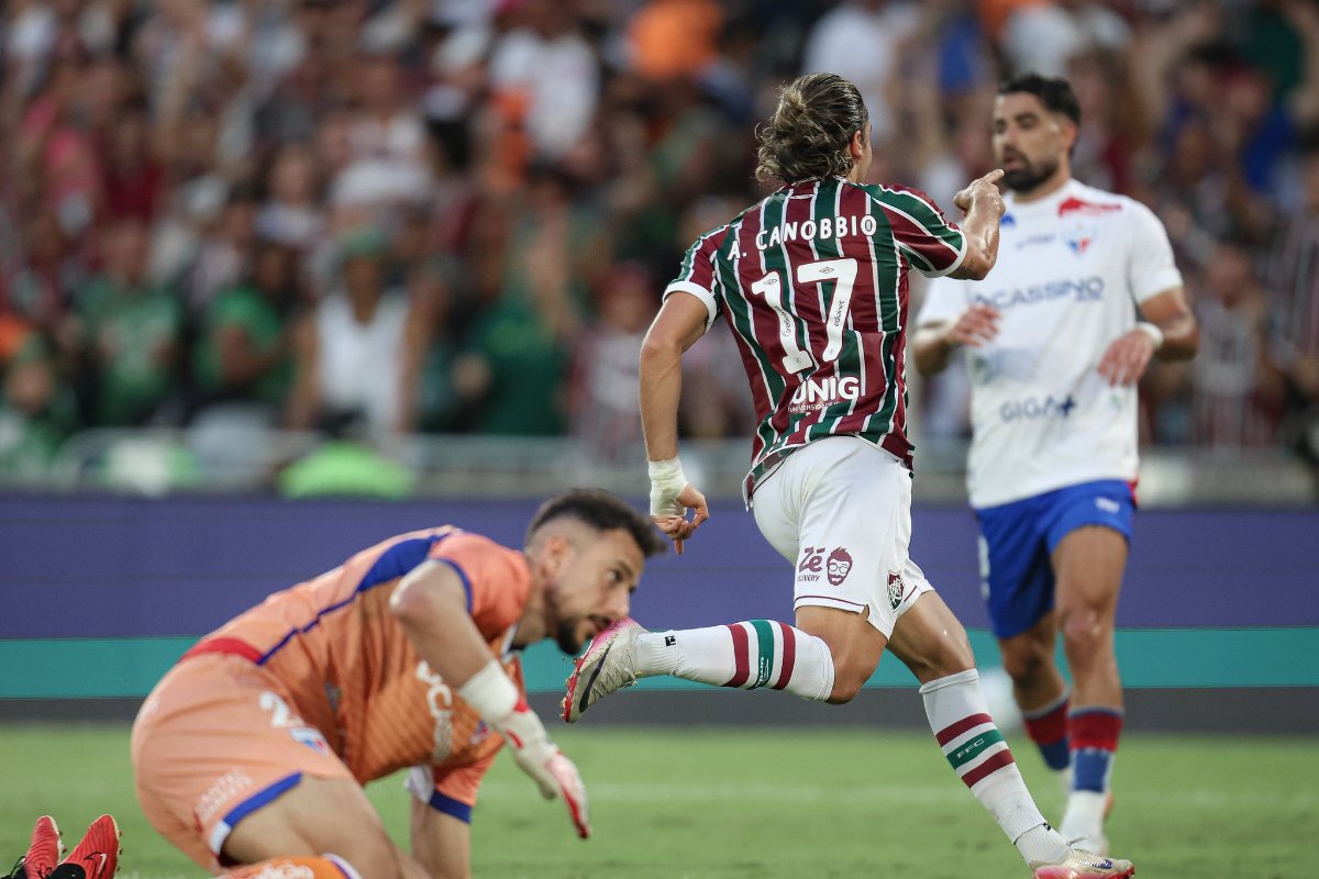 Canobbio comemora gol do Fluminense sobre o Fortaleza (foto: MARCELO GONÇALVES / FLUMINENSE F.C)