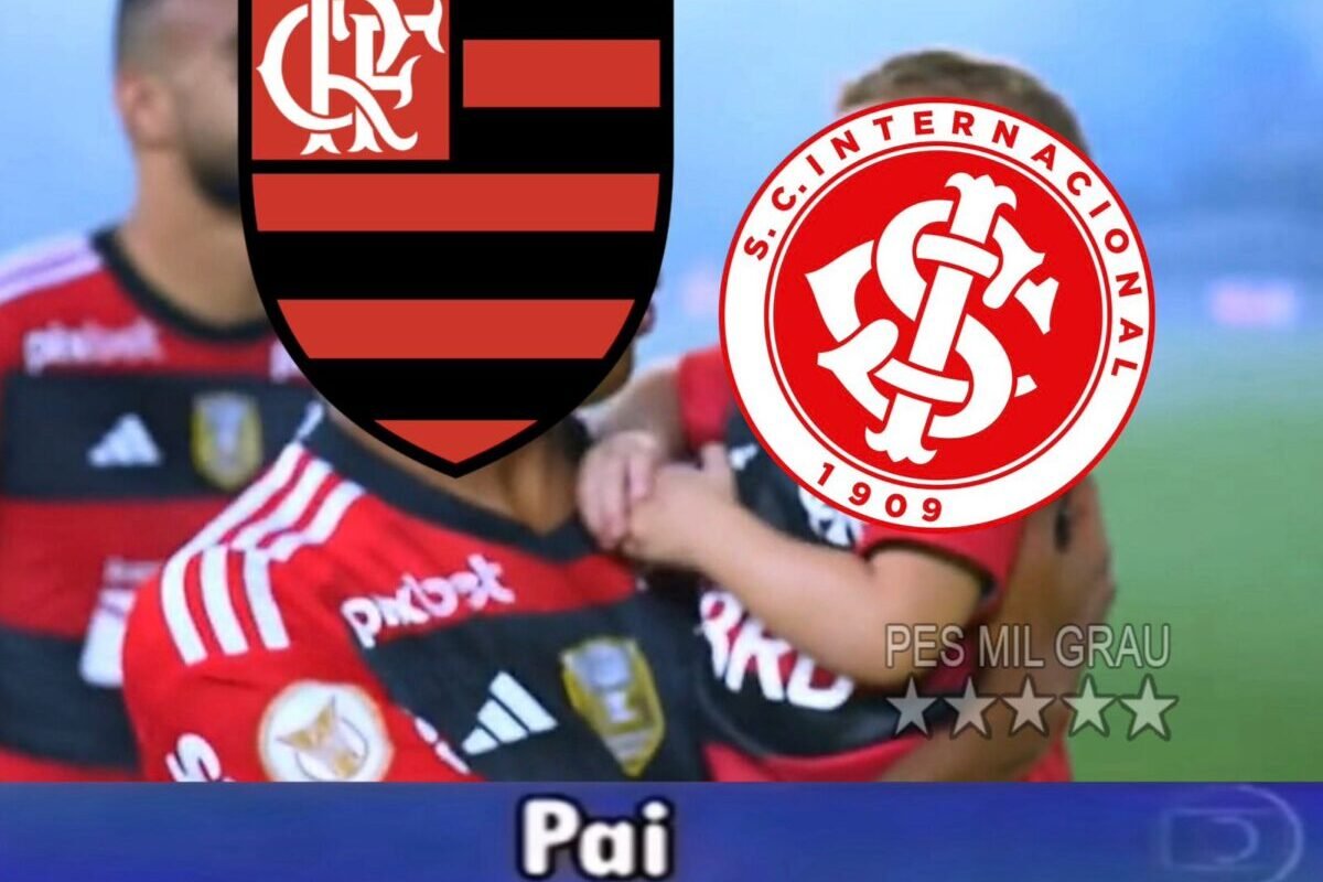 Meme da eliminação do Inter pelo Flamengo na Libertadores (foto: Reprodução/Pes Mil Grau (X) e TV Globo)