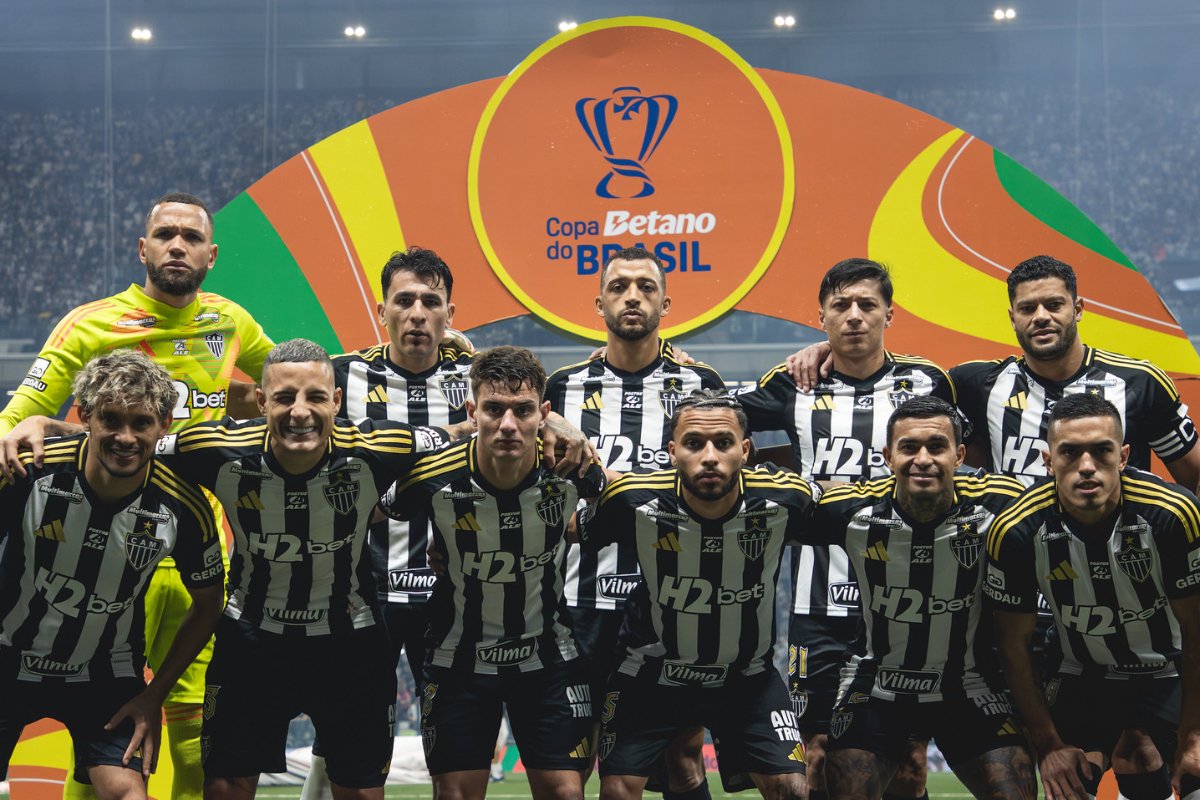 Jogadores do Atlético antes de jogo na Copa do Brasil (foto: Pedro Souza/Atlético)