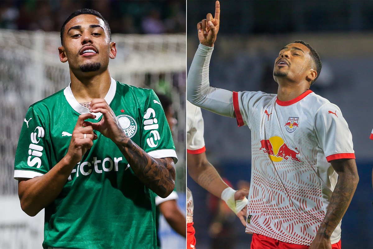 Palmeiras e Bragantino duelam na final do Brasileirão Sub-20 (foto: Fabio Menotti/Palmeiras e Fernando Roberto/Red Bull Bragantino)