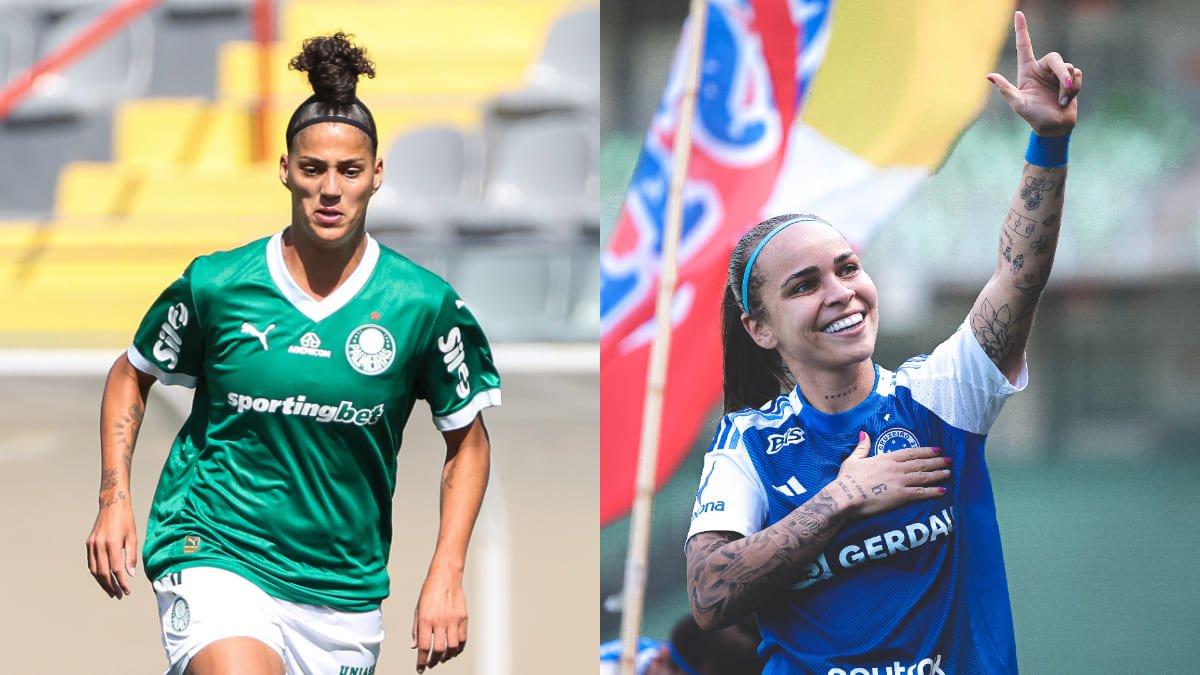 Amanda Gutierres, atacante do Palmeiras; e Letícia Ferreira, atacante do Cruzeiro (foto: Fabio Menotti/Palmeiras; Gustavo Martins/Cruzeiro)