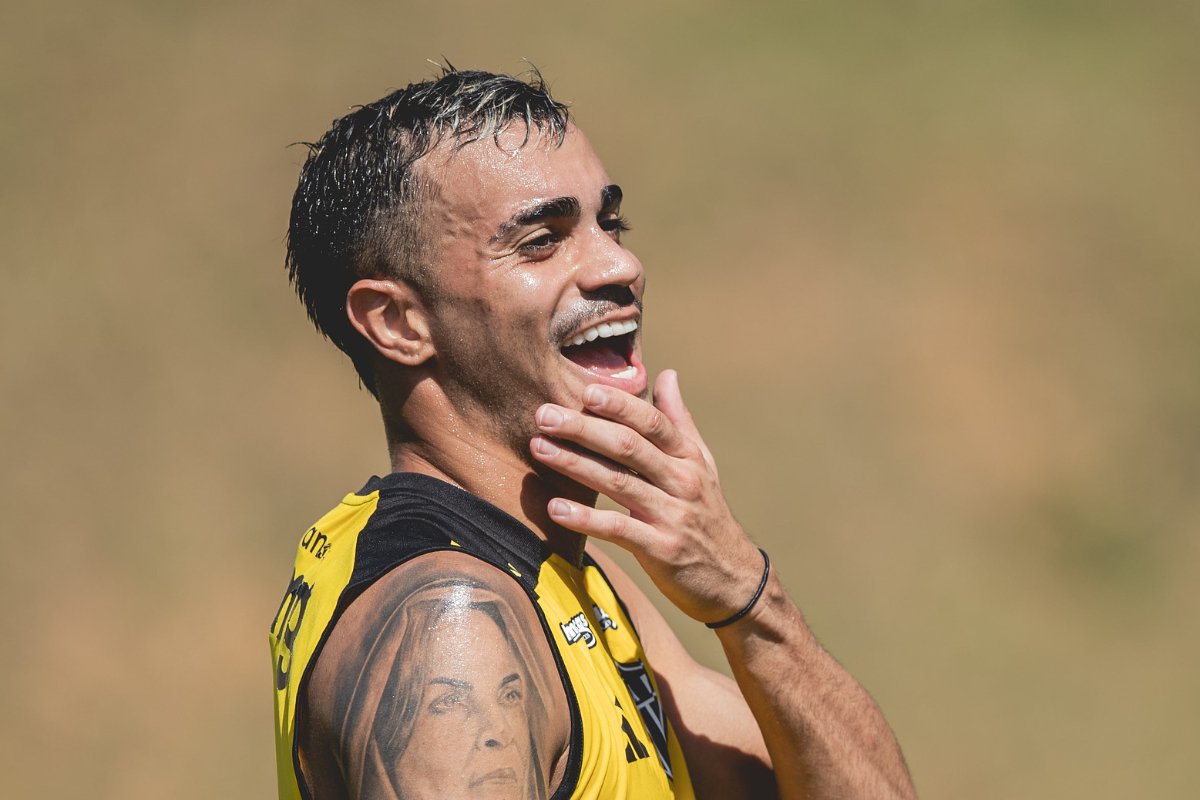 Reinier em treino do Atlético na Cidade do Galo (foto: Pedro Souza/Atlético)