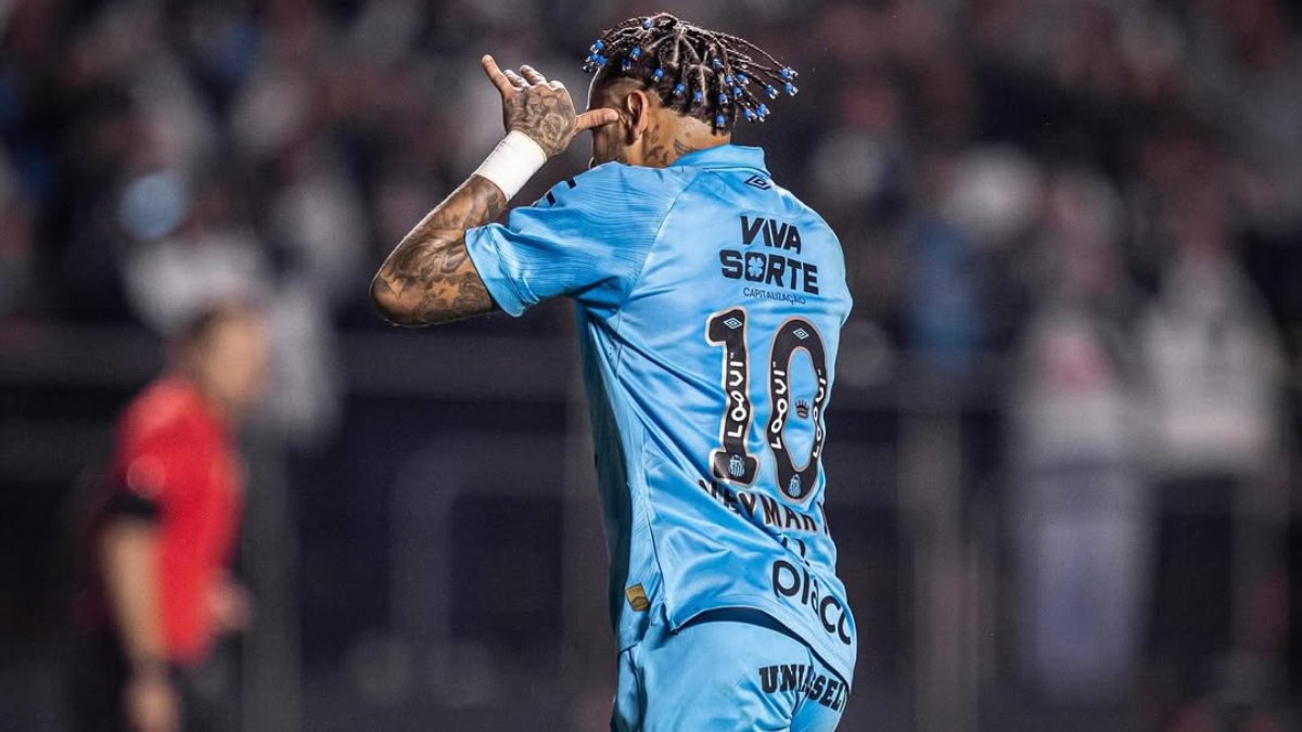 Neymar comemora gol pelo Santos contra o Juventude (foto: Raul Baretta/Santos)