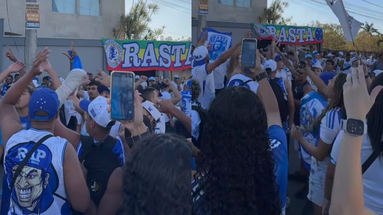 Torcida do Cruzeiro antes de clássico contra o Atlético (foto: Reprodução/@VamosComTudoCEC)