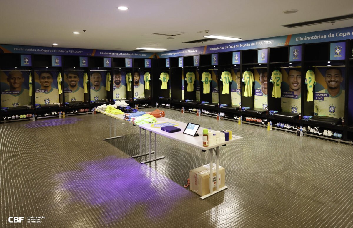 Vestiário da Seleção Brasileira no Maracanã (foto: @rafaelribeirorio I CBF)