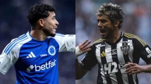 William, do Cruzeiro, e Gustavo Scarpa, do Atlético - Crédito: 