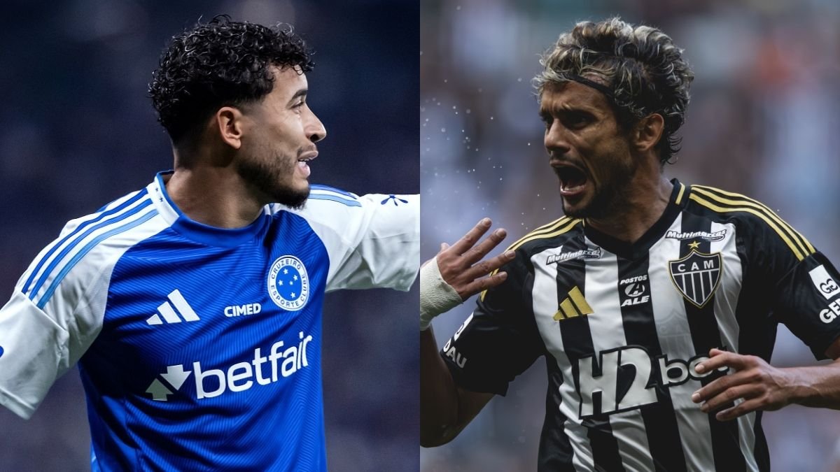 William, do Cruzeiro, e Gustavo Scarpa, do Atlético (foto: Gustavo Aleixo/Cruzeiro e Pedro Souza / Atlético)