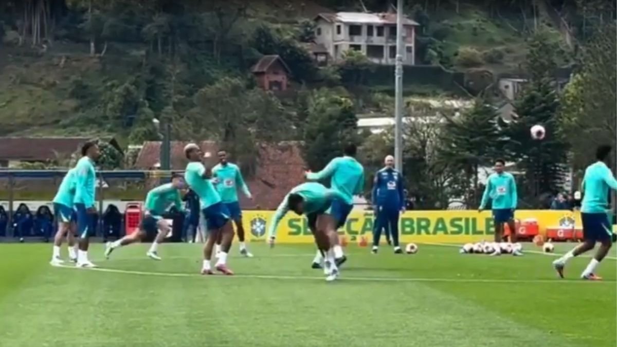 Fabrício Bruno, do Cruzeiro, em treino da Seleção (foto: Reprodução)