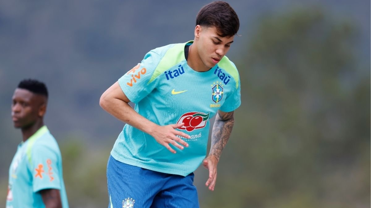 Kaio Jorge durante treino pela Seleção Brasileira (foto: @rafaelribeirorio / CBF)