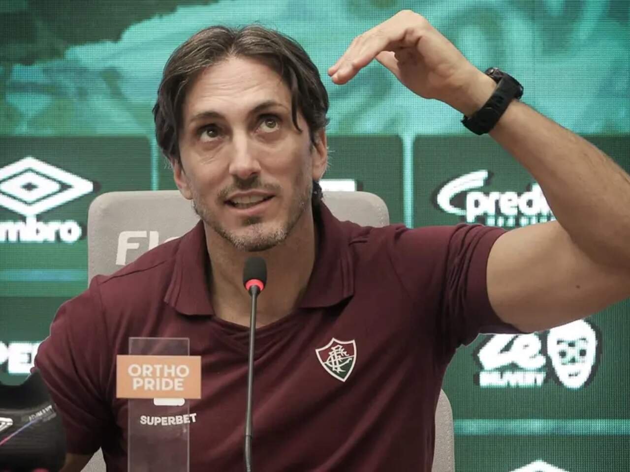 Luis Zubeldía em coletiva pós jogo (Foto: Reprodução) (foto: Luis Zubeldía em coletiva pós jogo (Foto: Reprodução))