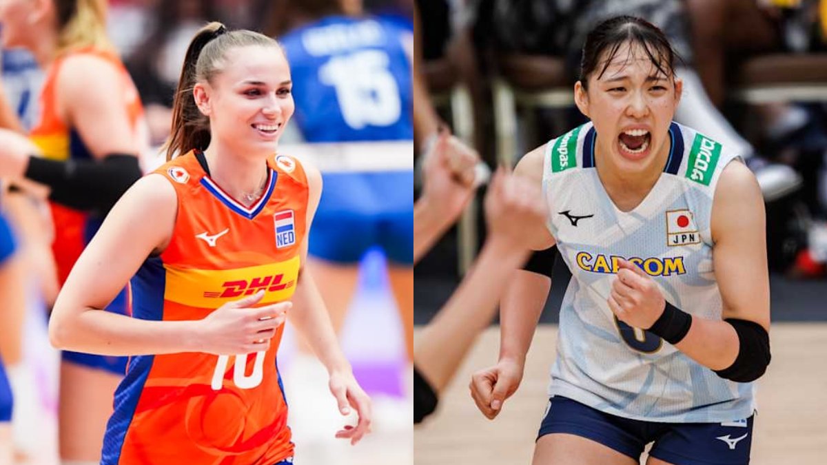 Jogadoras de Holanda e Japão durante o Mundial Feminino de Vôlei (foto: Divulgação/FIVB)