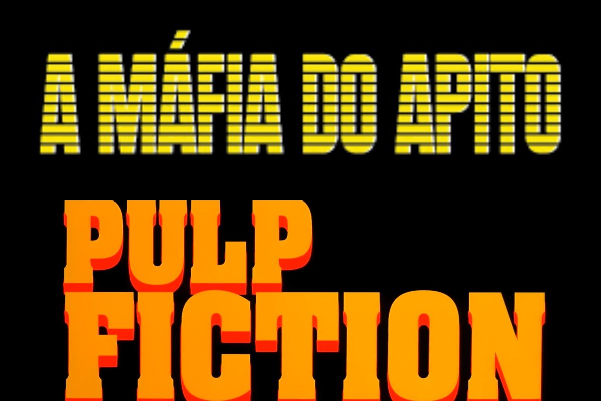 Letreiros da série A Máfia do Apito e do filme Pulp Ficiton - (foto: Reprodução )