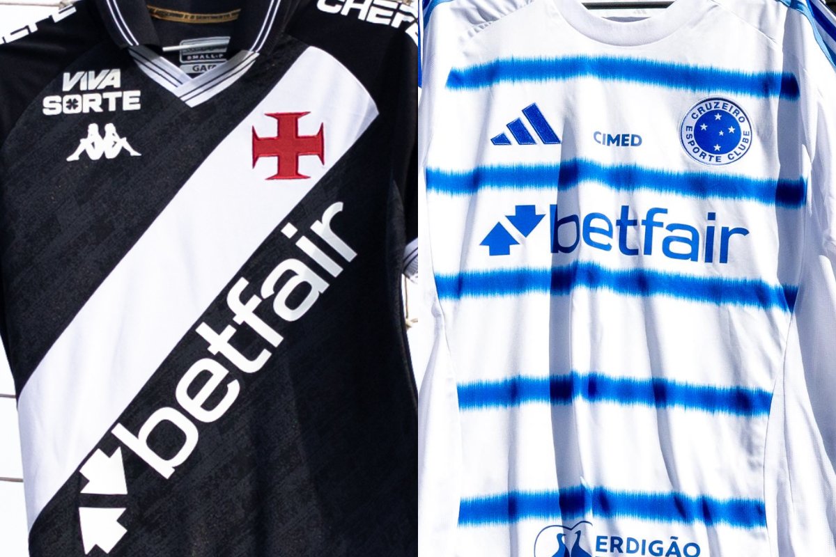 Montagem com as camisas de Vasco e Cruzeiro (foto: Matheus Lima/Vasco e Rodrigo Ferreira/Cruzeiro)