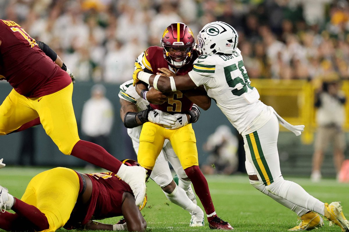 Lance do jogo entre Commanders e Packers pela NFL (foto: MICHAEL REAVES/NFL)