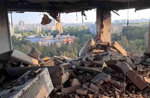 Casa do jogador Sudakov ficou destruída após ataque russo em Kiev (foto: Instagram Sudakov/Reprodução)