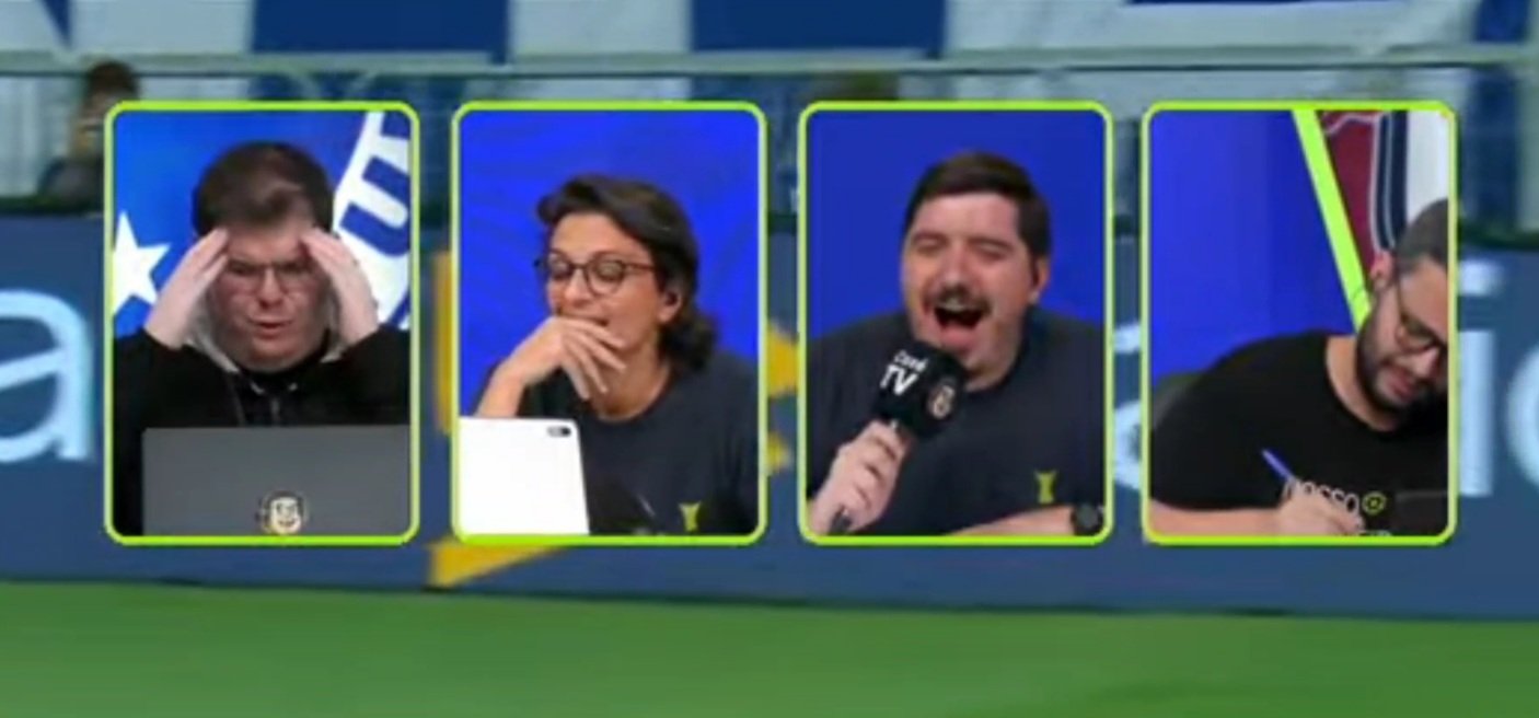 Reação da CazéTV ao gol de Lucas Silva (foto: Reprodução)