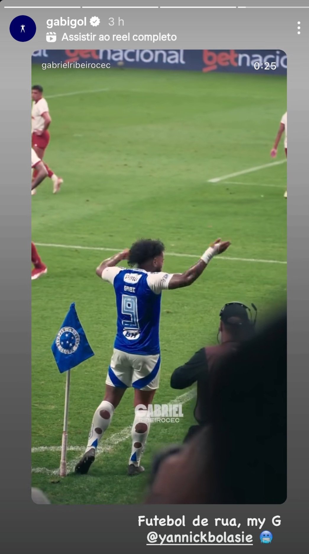 Mensagem de Gabigol a Bolasie - (foto: Reprodução/Instagram)