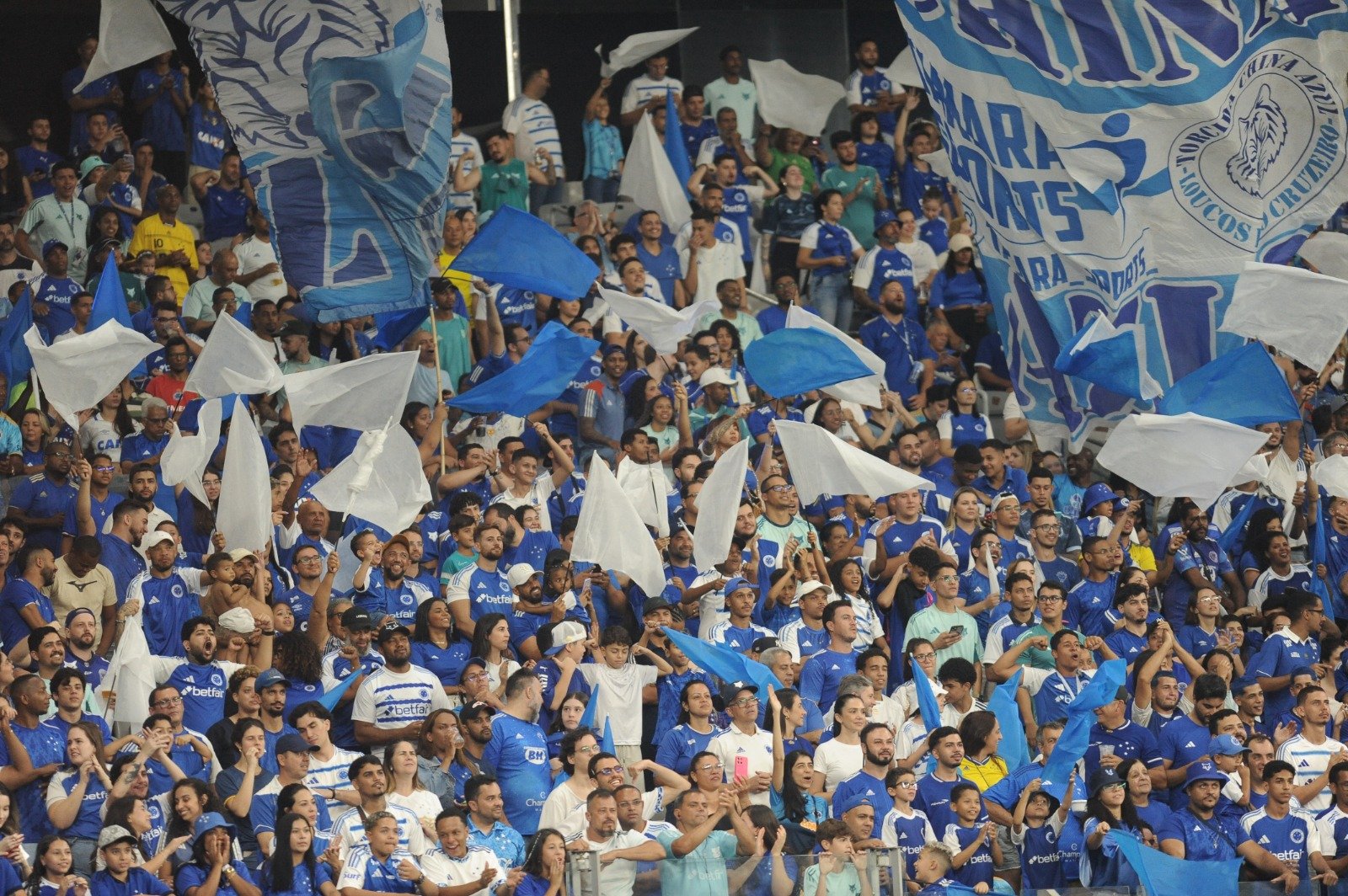 Torcida do Cruzeiro no Mineirão para duelo com o Bragantino, pela 24ª rodada do Brasileiro (foto: Alexandre Guzanshe/EM/D.A Press)