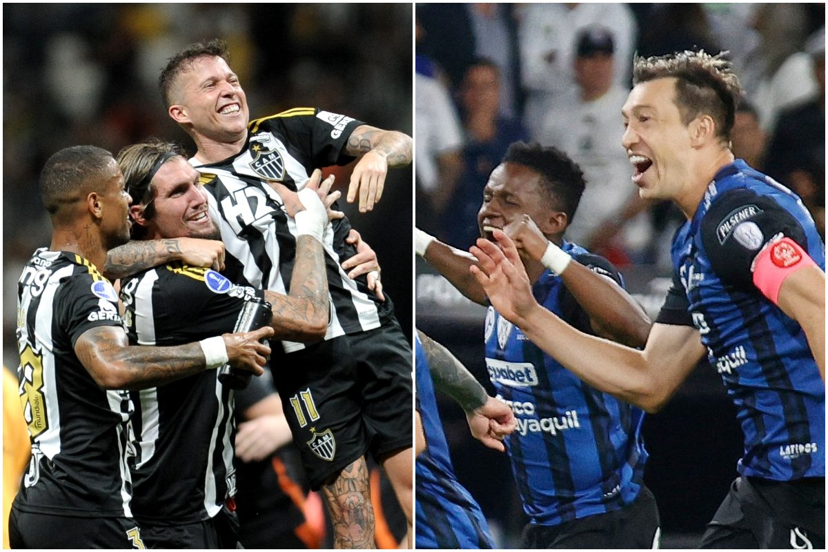 Atlético e Independiente del Valle medirão forças nas semifinais da Copa Sul-Americana (foto: Montagem com imagens de Alexandre Guzanshe/EM/D.A. Press e John Bonilla/AFP)