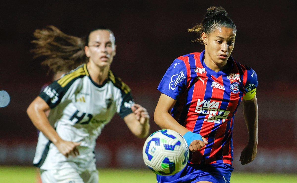 Lance de jogo entre Bahia e Atlético pela Copa do Brasil Feminina - (foto: Rafael Rodrigues/Bahia)