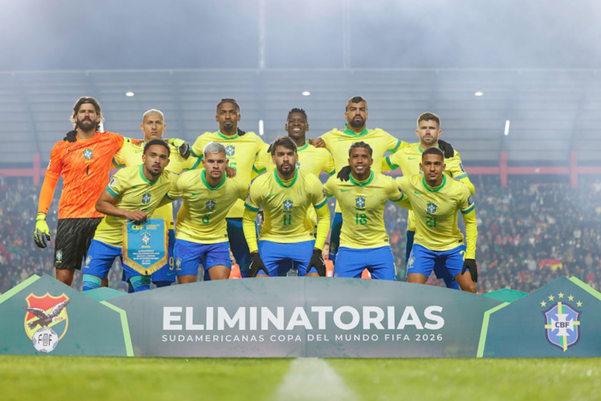 Seleção Brasileira antes do jogo contra a Bolívia (foto: Rafael RIbeiro/CBF)