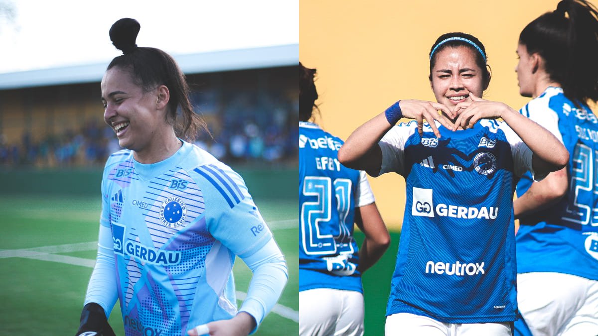 Leilane, goleira do Cruzeiro, e Monse Ayala, volante (foto: Gustavo Martins/Cruzeiro)