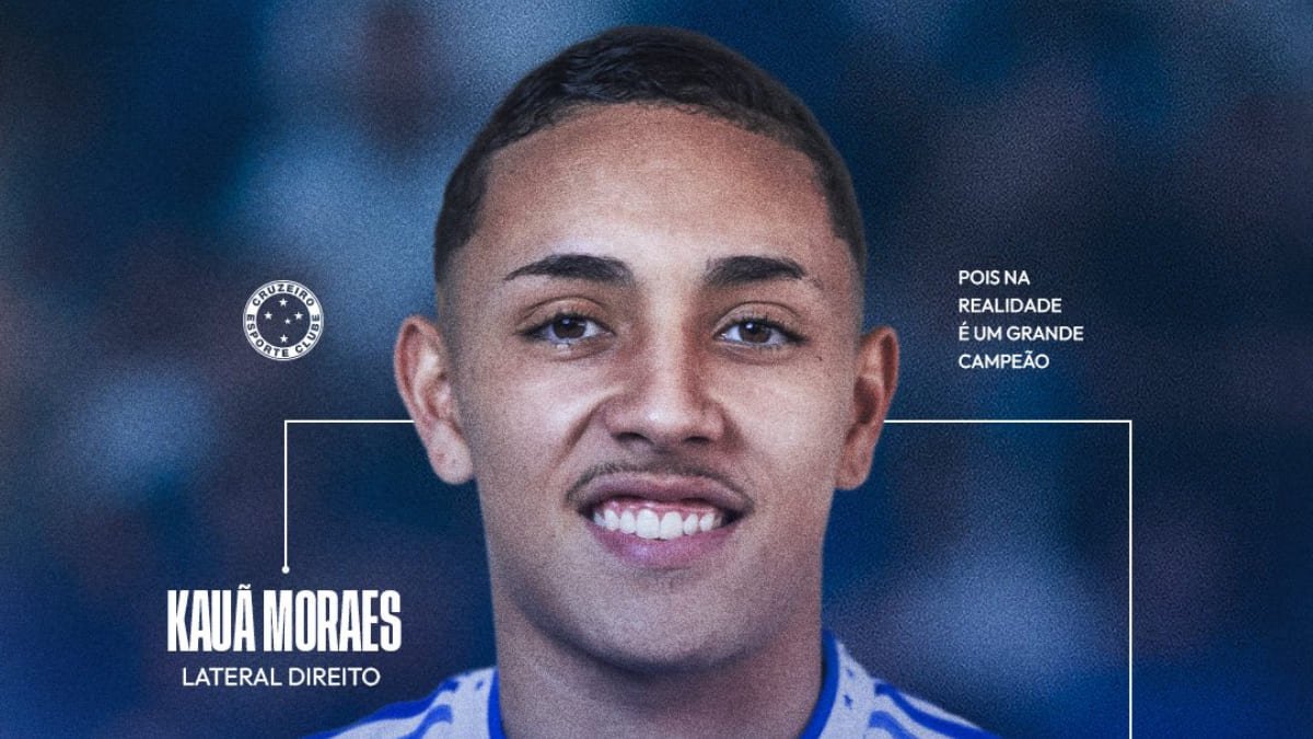 Anúncio da contratação de Kauã Moraes, lateral-direito (foto: Divulgação/Cruzeiro)