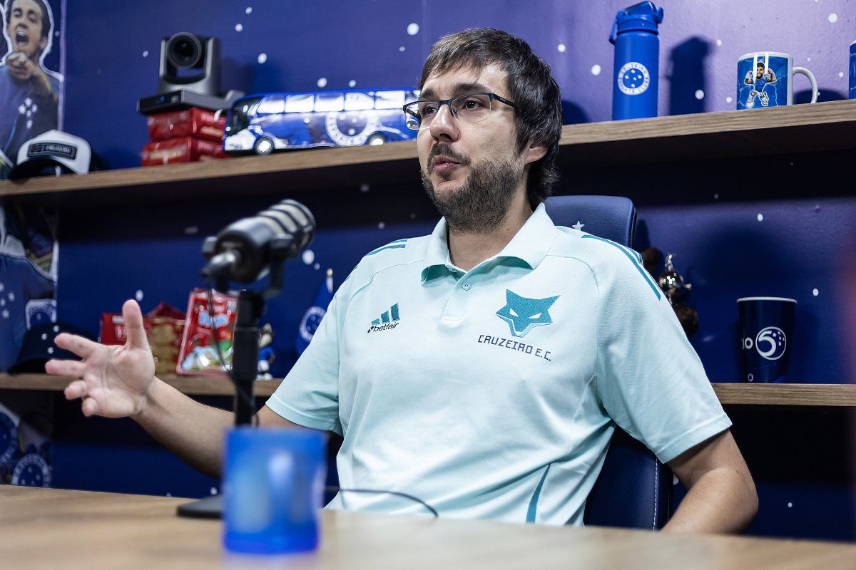 Joaquim Pinto, em entrevista ao CruzeiroCast (foto: Gustavo Aleixo/Cruzeiro)