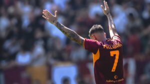 Pellegrini comemora o gol da vitória da Roma  - Crédito: 
