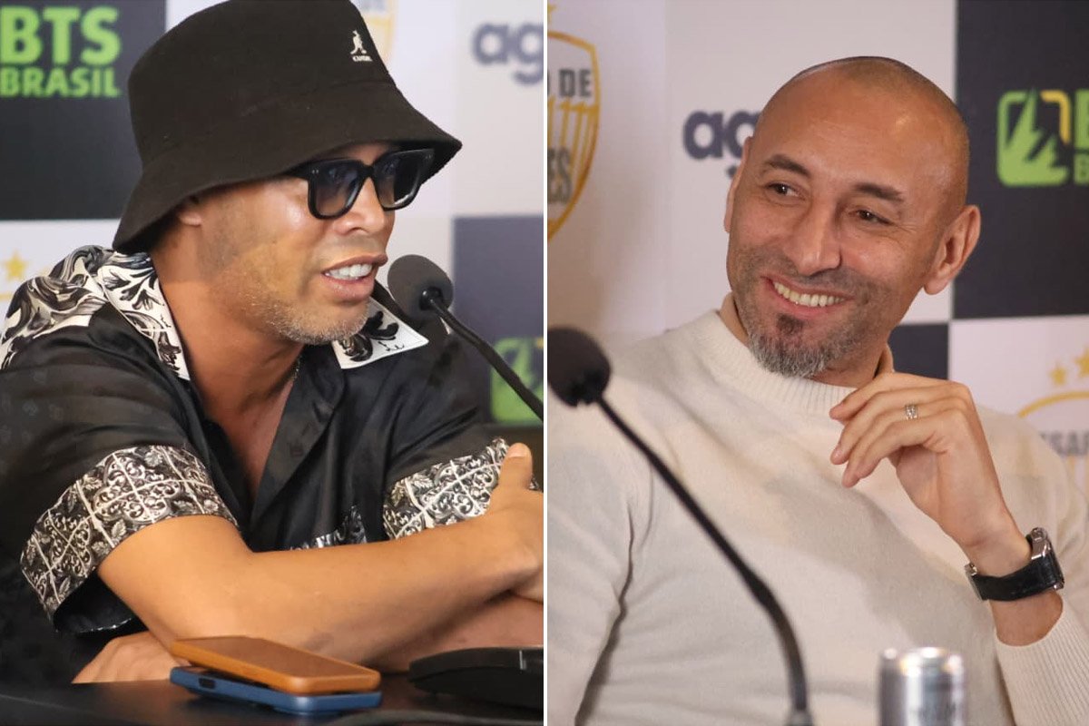 Ronaldinho Gaúcho e Gomes, ex-jogadores de Atlético e Cruzeiro (foto: Marcos Vieira/EM D.A Press)