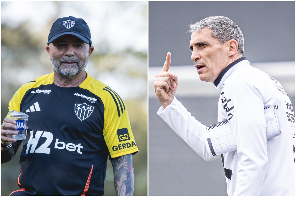 Sampaoli e Vojvoda medem forças em Atlético x Santos (foto: Raul Baretta/ Santos FC)