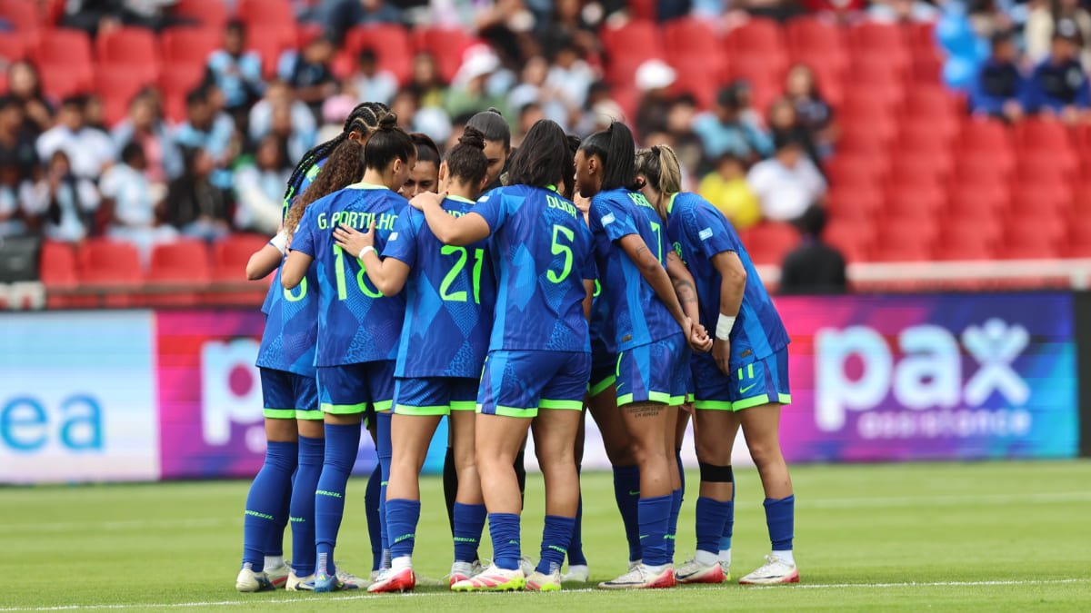 Jogadoras da Seleção Brasileira reunidas antes da final da Copa América de 2025 (foto: Lívia Villas Boas/CBF)