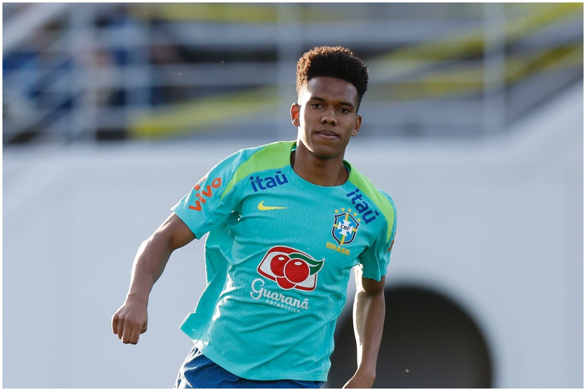 Atleta Estêvâo treinando pela seleção Brasileira em campo aberto. (foto: Rafael Ribeiro/CBF)