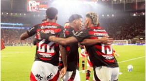 Atletas do Flamengo no jogo de ida da semifinal da LIbertadores  - Crédito: 