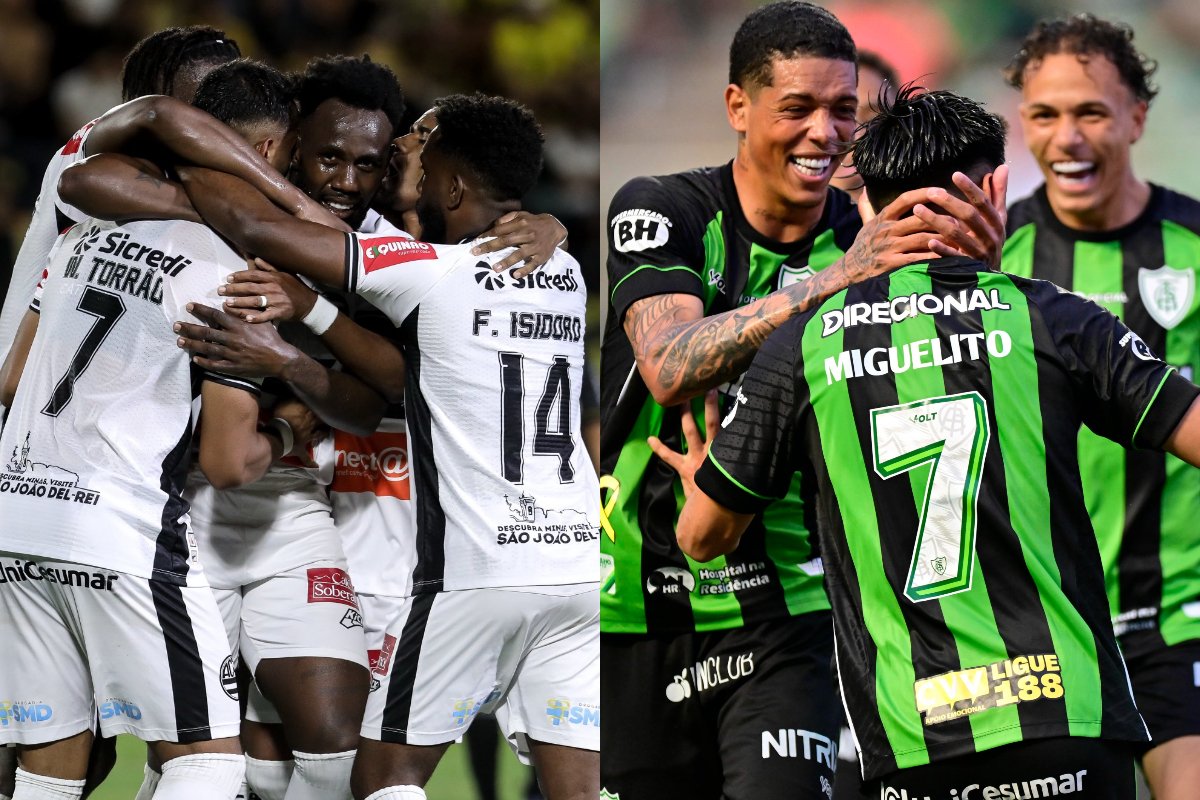Jogadores de Athletic e América (foto: Divulgação/Athletic - Mourão Panda/América)