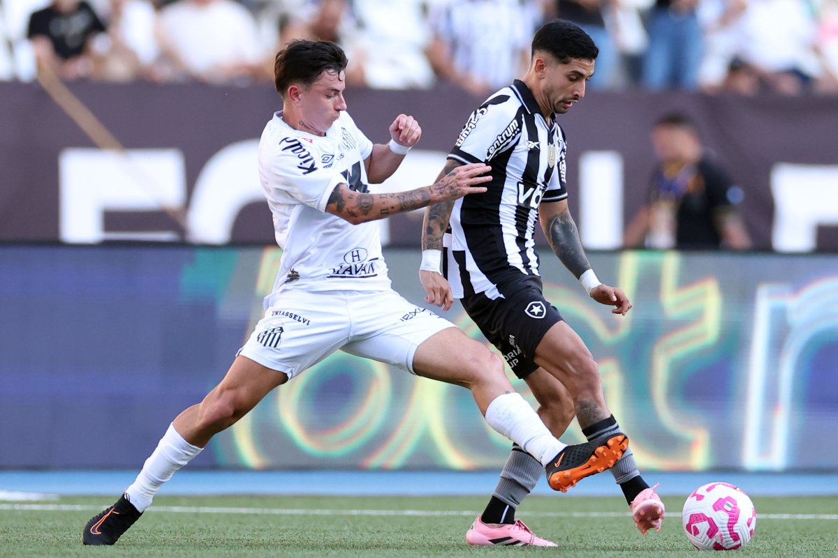 Lance do jogo entre Santos e Botafogo pelo Campeonato Brasileiro (foto: Vitor Silva/Botafogo)